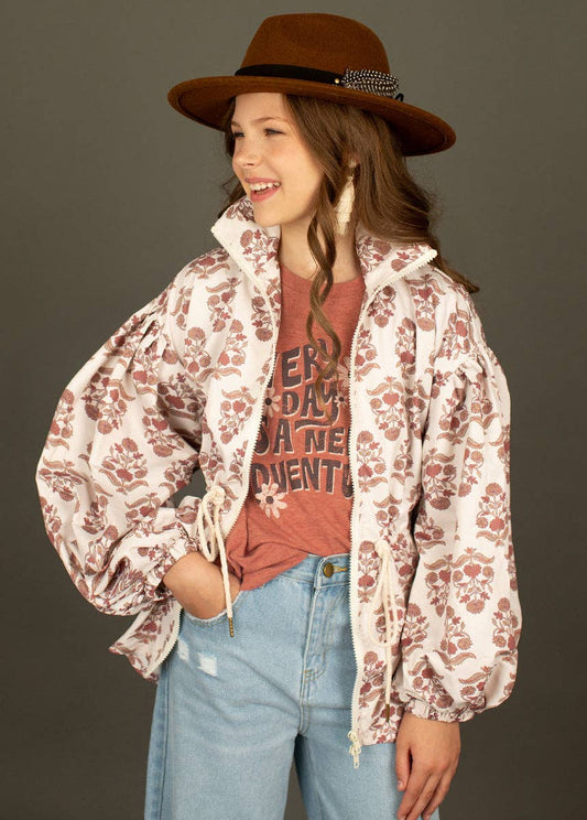 Kid's Lucia Windbreaker in Cream Block