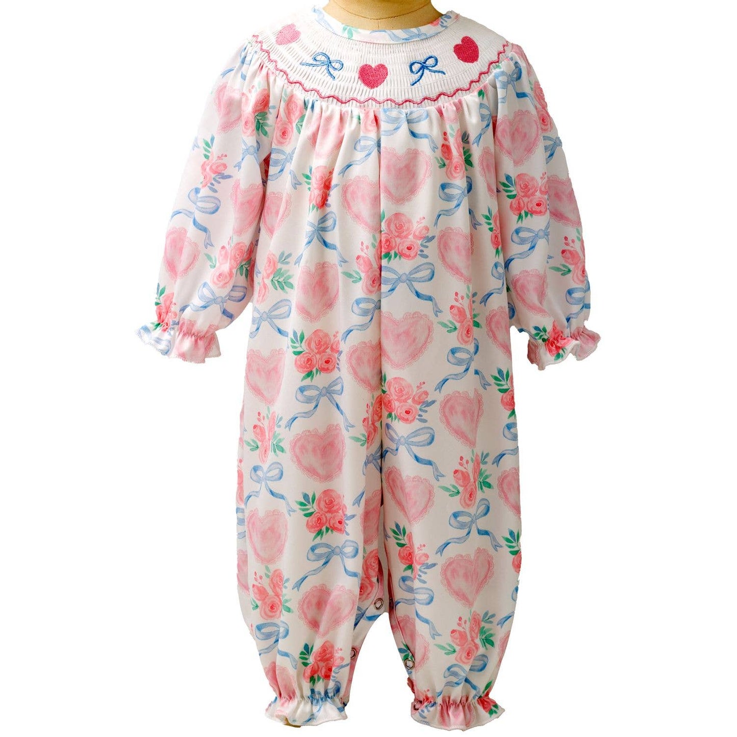 Scalloped Heart Smocked Baby Romper