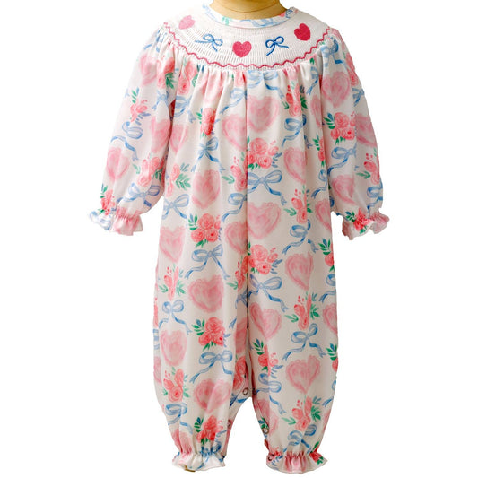 Scalloped Heart Smocked Baby Romper