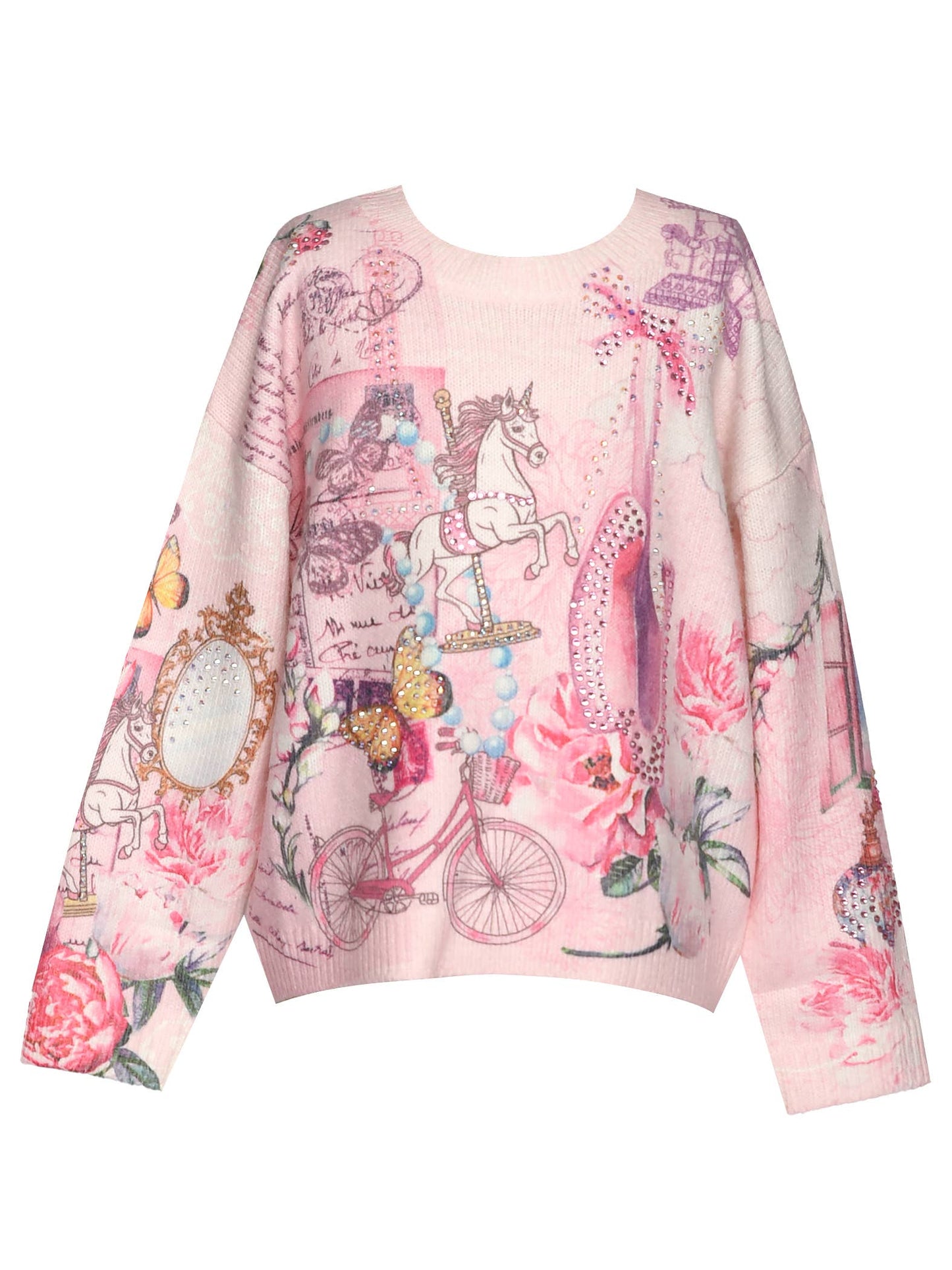 Vintage Ballet Print Sweater Top