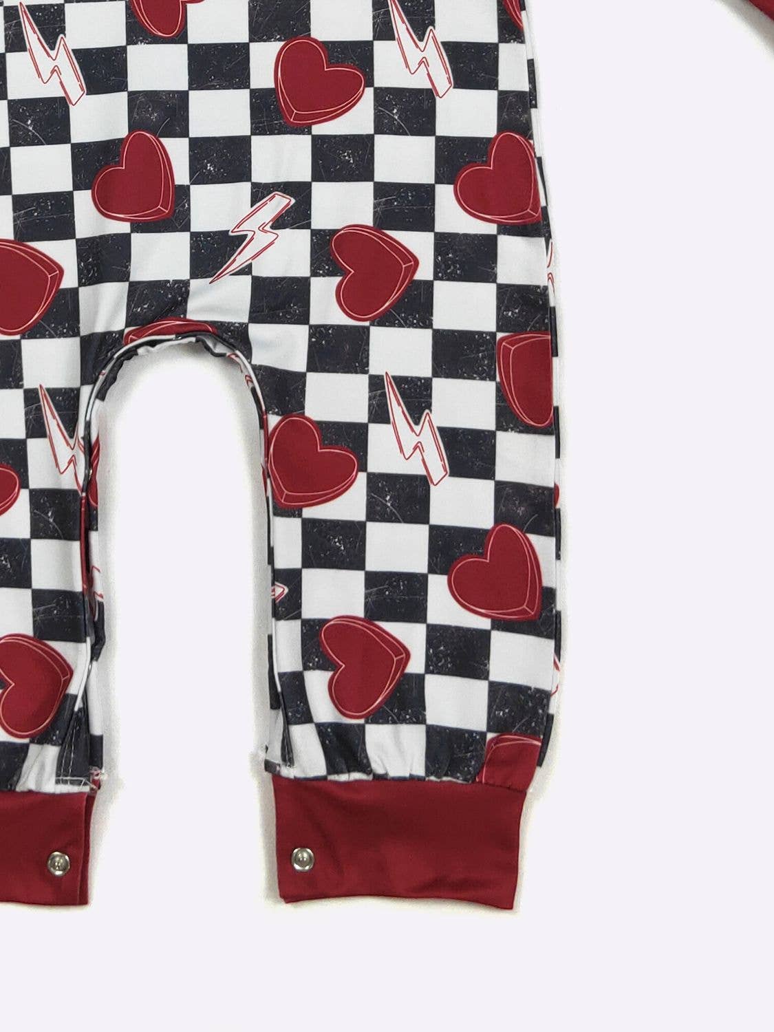 Checkered Heart Boy Romper