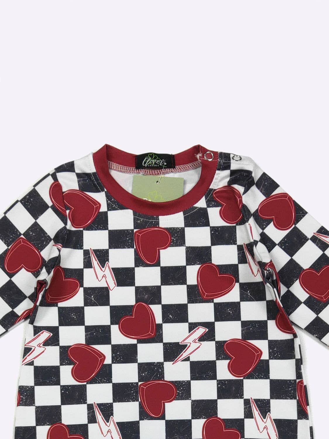 Checkered Heart Boy Romper