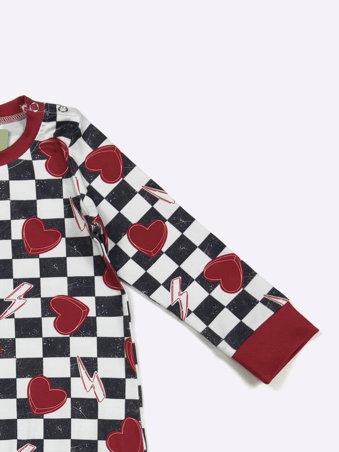 Checkered Heart Boy Romper