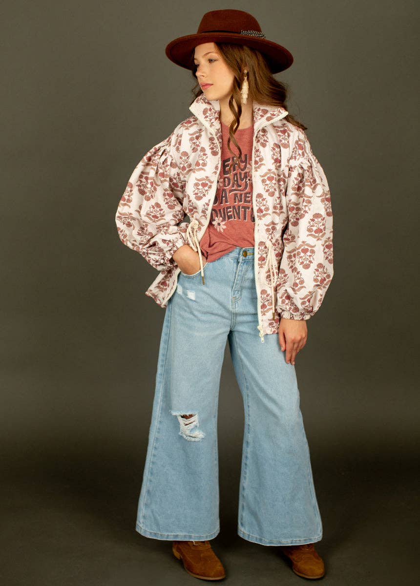 Kid's Lucia Windbreaker in Cream Block