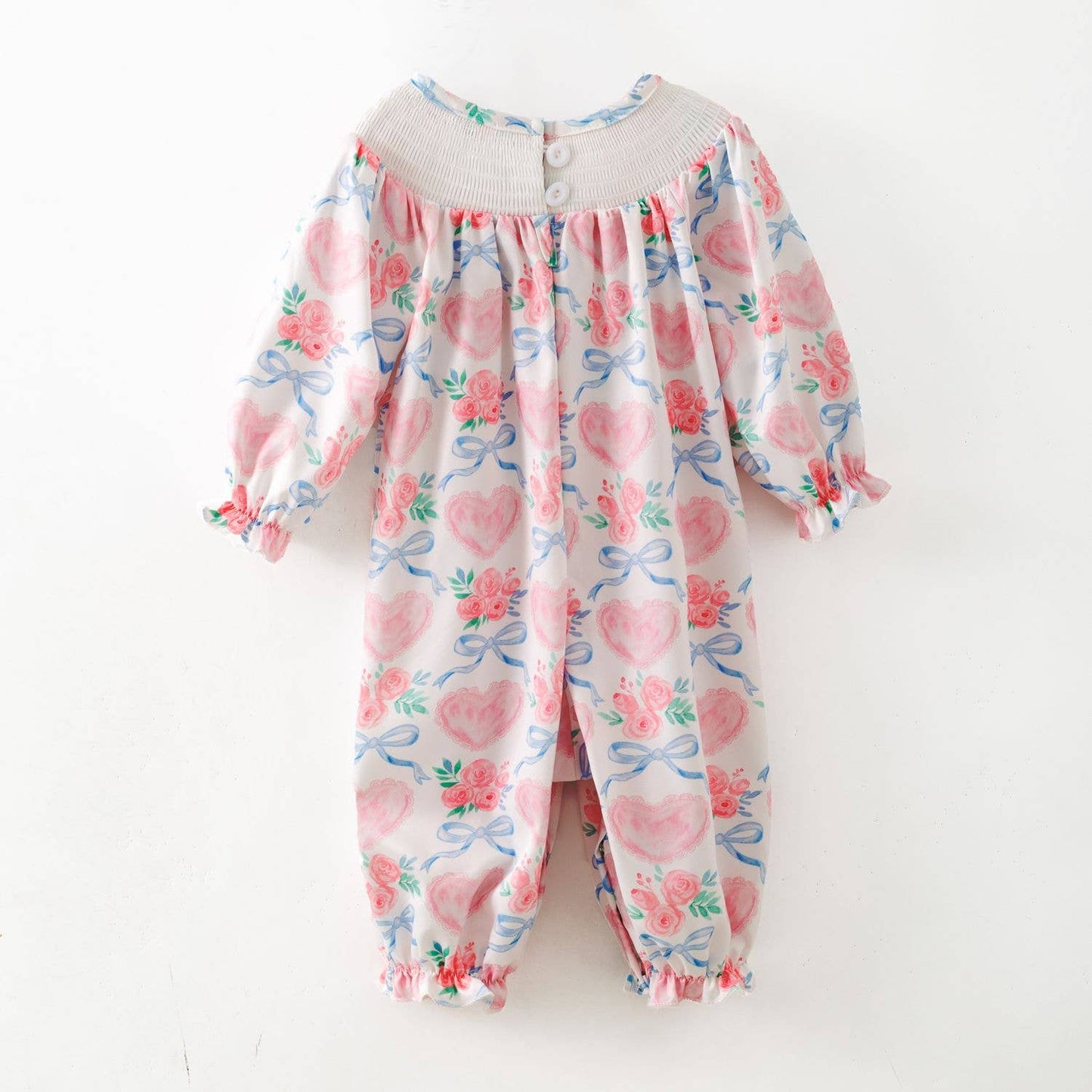 Scalloped Heart Smocked Baby Romper