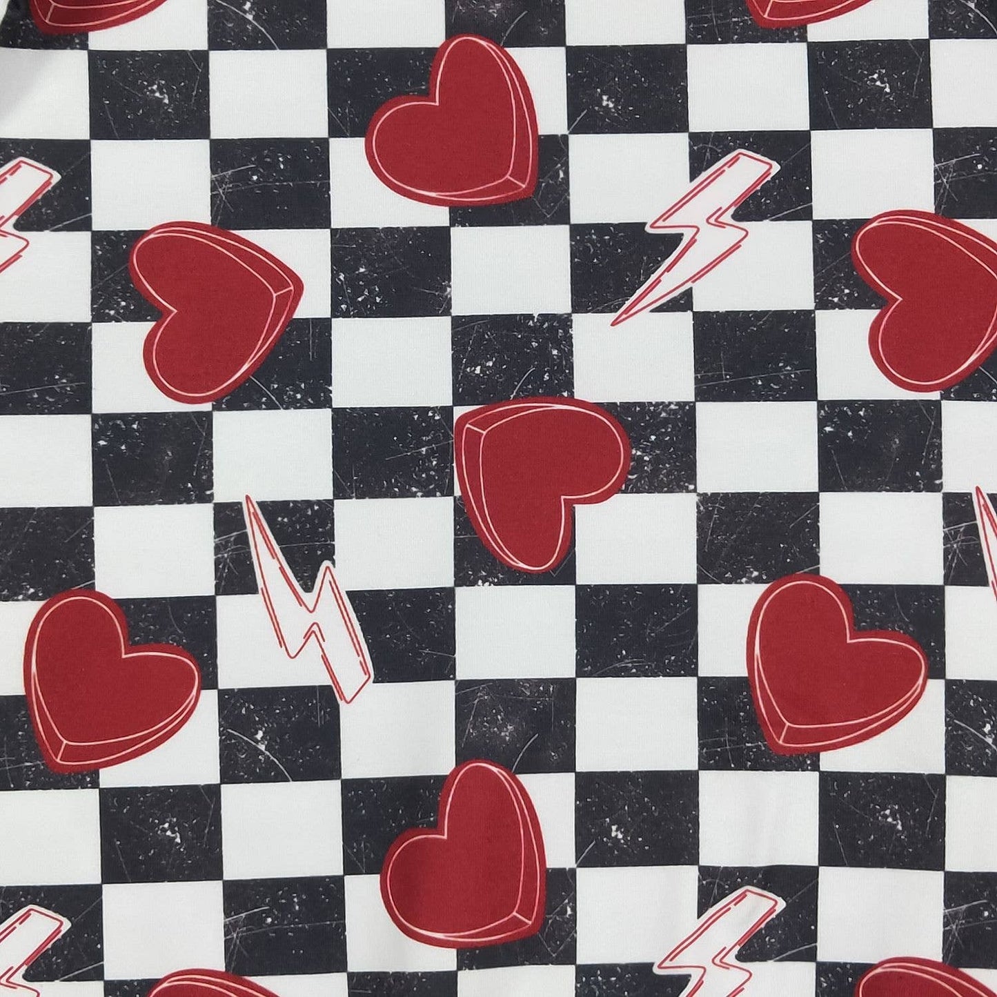 Checkered Heart Boy Romper