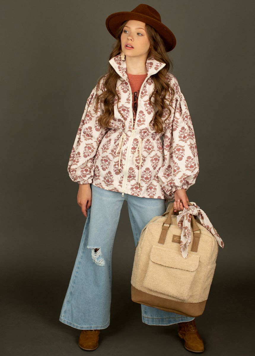 Kid's Lucia Windbreaker in Cream Block
